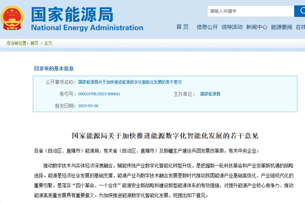關于加快推進能源數字化智能(néng)化發展的若幹意見